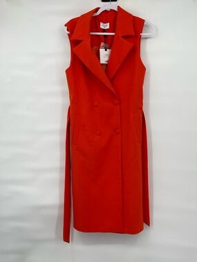 Exte NWT red orange sleeveless double breasted trench dress
